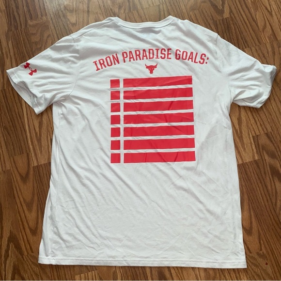 Under Armour White T-Shirt with Black and Yellow Accents project rock - Picture 3 of 8